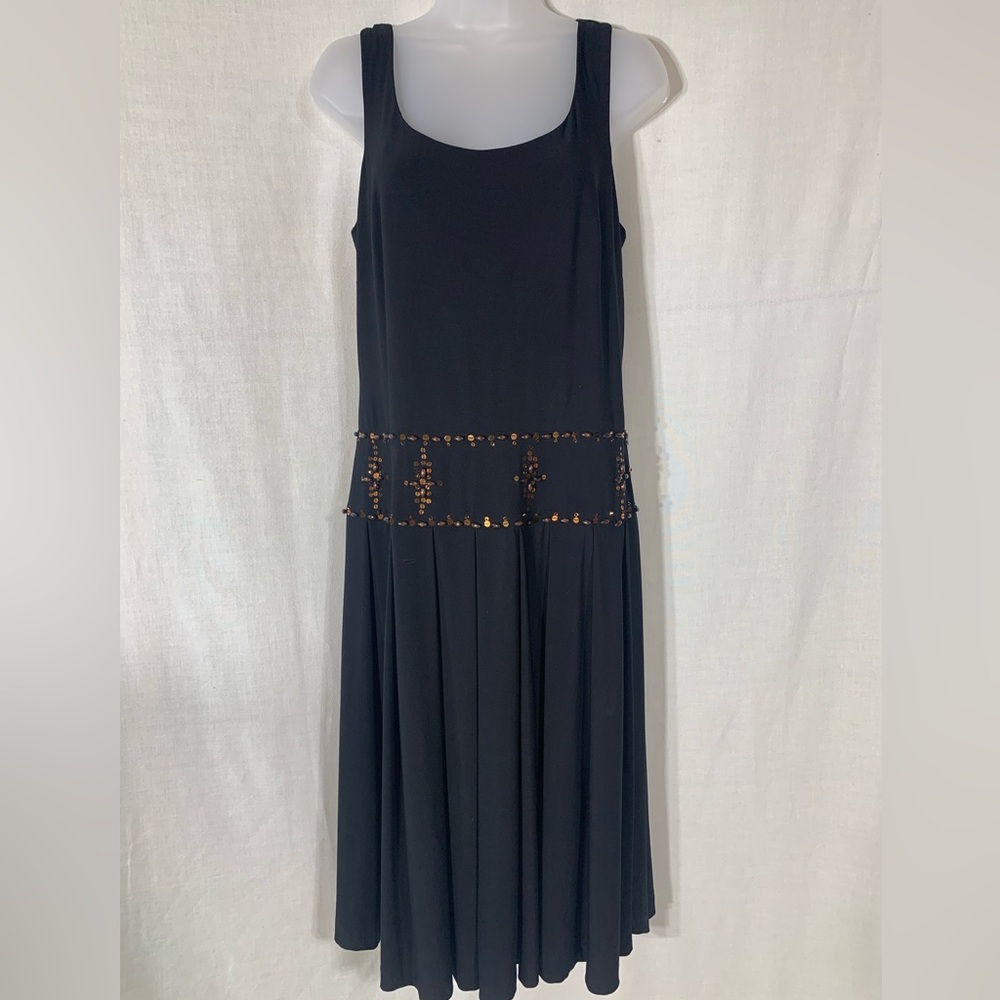 Talbots sleeveless midi women’s black sequins beaded dress Size 12